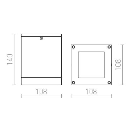 RED - Design Rendl-R10385 - Udendørs loftlampe QUADRA 1xE27/75W/230V IP54