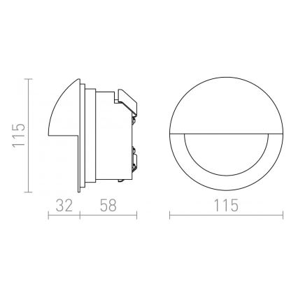 RED - Design Rendl - R10558 - Udendørs LED indbygningslampe ASTERIA LED/3W/230V IP54