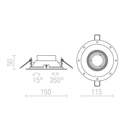RED - Design Rendl - R12046 - Indbygningsspot IPSO 1xGU10/50W/230V
