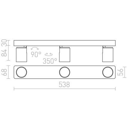 RED - Design Rendl - R12078 - Spotlampe DUGME 3xGU10/35W/230V