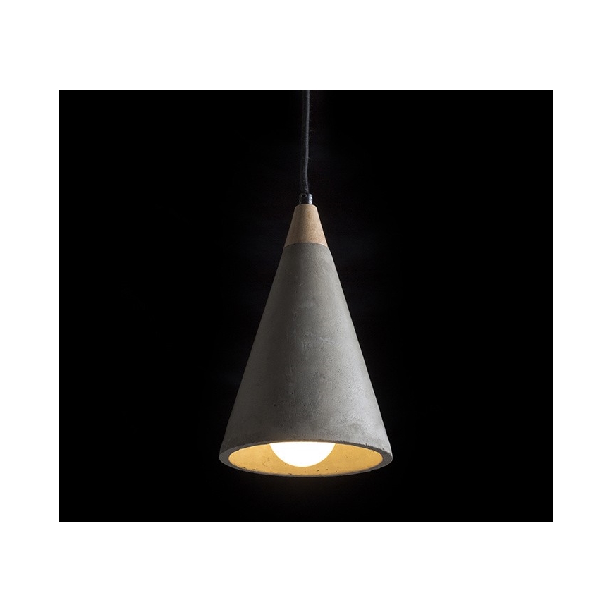 RED - Design Rendl - R12380 - Pendel HEIDI 1xE27/28W/230V beton/træ