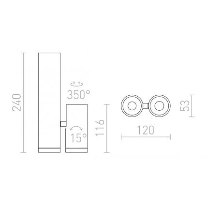 RED - Design Rendl - R12499 - LED spotlampe BOGARD 2xLED/5W/230V