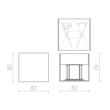 RED - Design Rendl-R12556 - Udendørs LED væglampe CARRE 2xLED/3W/230V IP54