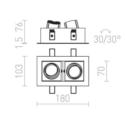 RED - Design Rendl - R12857 - LED indbygningslampe BONDY 2xLED/7W/230V