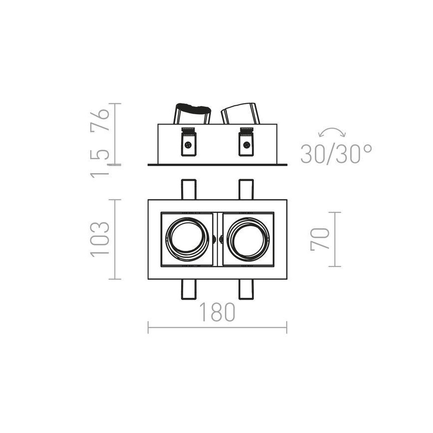 RED - Design Rendl - R12857 - LED indbygningslampe BONDY 2xLED/7W/230V