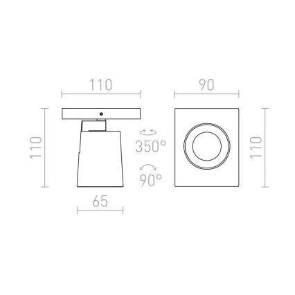 RED - Design Rendl - R12912 - Vægspot KENNY 1xGU10/35W/230V