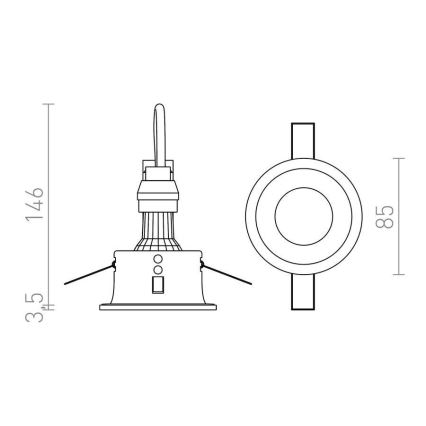 RED - R12749 - Indbygningsspot til badeværelse BERMUDA 1xGU10/35W/230V IP65