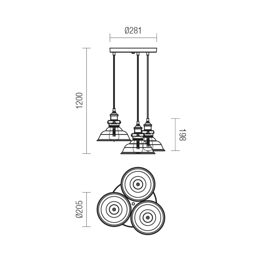 Redo 01-1004 - Lysekrone i en snor SAVILLE 3xE27/42W/230V