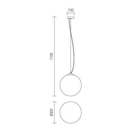 Redo 01-1065 - Pendel OLA 1xE27/42W/230V diameter 30 cm