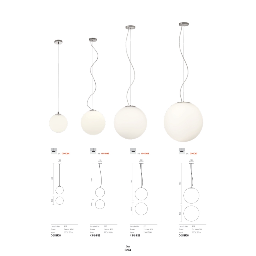 Redo 01-1066 - Pendel OLA 2xE27/42W/230V diameter 40 cm