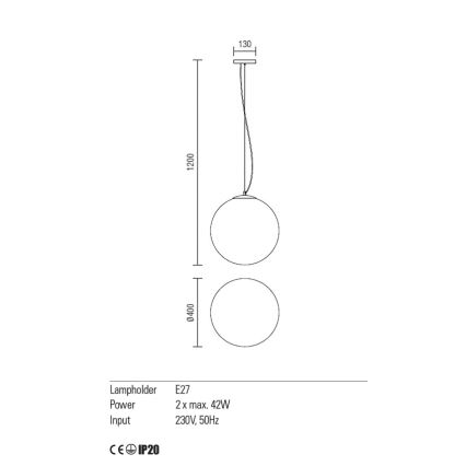 Redo 01-1066 - Pendel OLA 2xE27/42W/230V diameter 40 cm