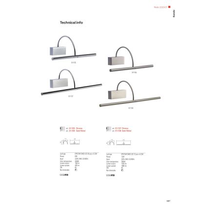 Redo 01-1138 - LED gallerilampe KENDO LED/12W/230V 51,4 cm mat krom