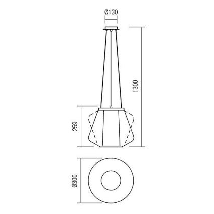 Redo 01-1139 - Pendel på wire FUSION 1xE27/42W/230V Ø 30 cm blank krom/røget