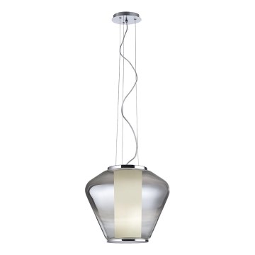 Redo 01-1139 - Pendel på wire FUSION 1xE27/42W/230V Ø 30 cm blank krom/røget