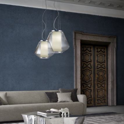 Redo 01-1140 - Pendel FUSION 1xE27/42W/230V diameter 38 cm grå