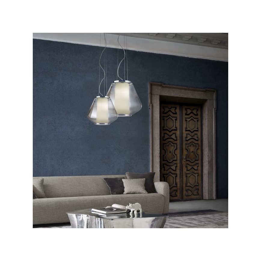 Redo 01-1140 - Pendel FUSION 1xE27/42W/230V diameter 38 cm grå