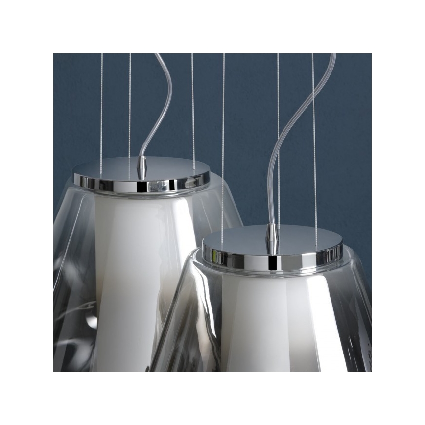 Redo 01-1140 - Pendel FUSION 1xE27/42W/230V diameter 38 cm grå
