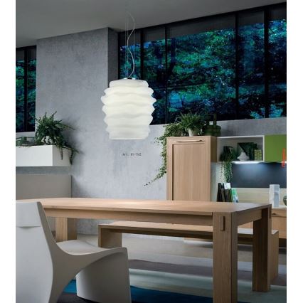 Redo 01-1141 - Pendel med wireophæng MAGMA 1xE27/42W/230V Ø 38 cm blank krom/hvid