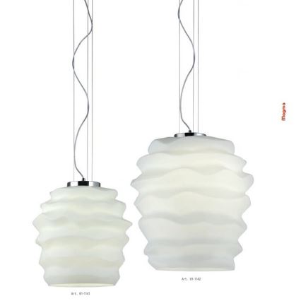 Redo 01-1141 - Pendel med wireophæng MAGMA 1xE27/42W/230V Ø 38 cm blank krom/hvid