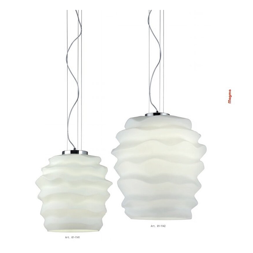 Redo 01-1141 - Pendel med wireophæng MAGMA 1xE27/42W/230V Ø 38 cm blank krom/hvid
