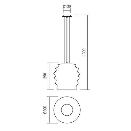 Redo 01-1141 - Pendel med wireophæng MAGMA 1xE27/42W/230V Ø 38 cm blank krom/hvid
