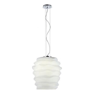 Redo 01-1142 - Pendel på kabel MAGMA 1xE27/42W/230V Ø 38 cm blank krom/hvid