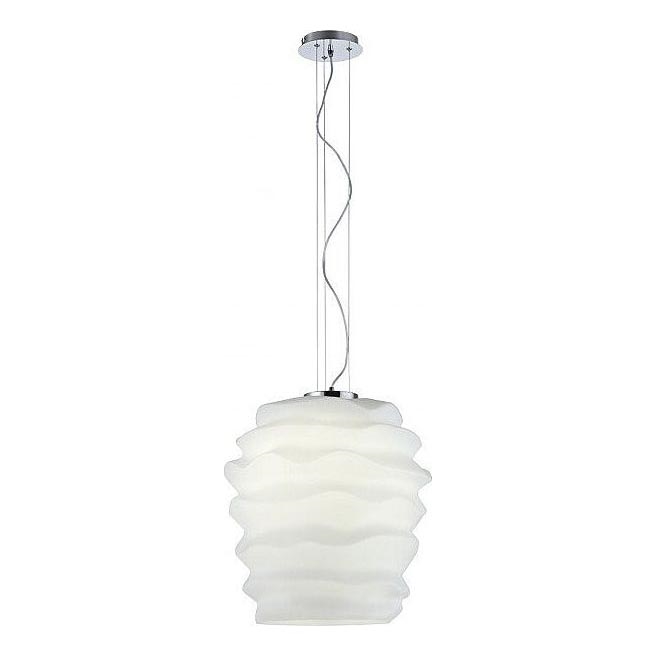 Redo 01-1142 - Pendel på kabel MAGMA 1xE27/42W/230V Ø 38 cm blank krom/hvid