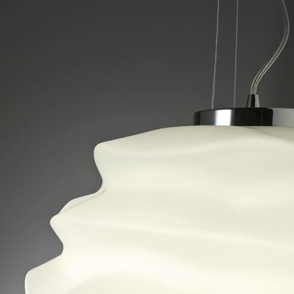 Redo 01-1142 - Pendel på kabel MAGMA 1xE27/42W/230V Ø 38 cm blank krom/hvid