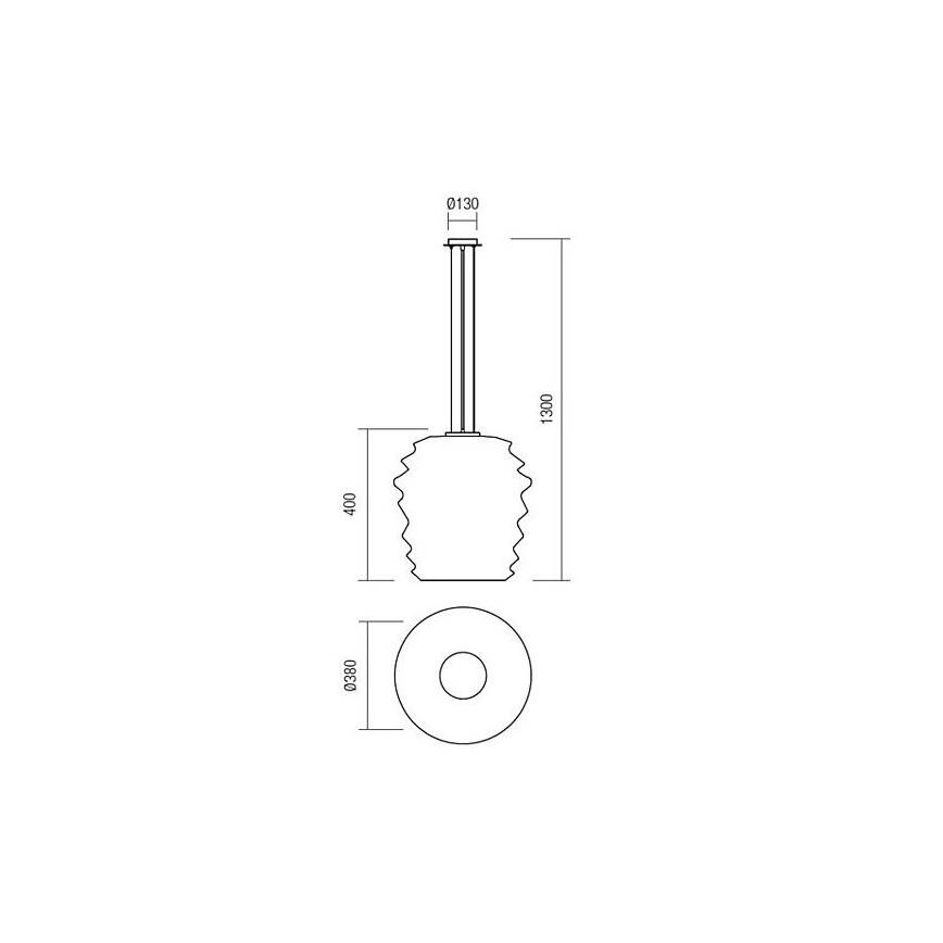 Redo 01-1142 - Pendel på kabel MAGMA 1xE27/42W/230V Ø 38 cm blank krom/hvid