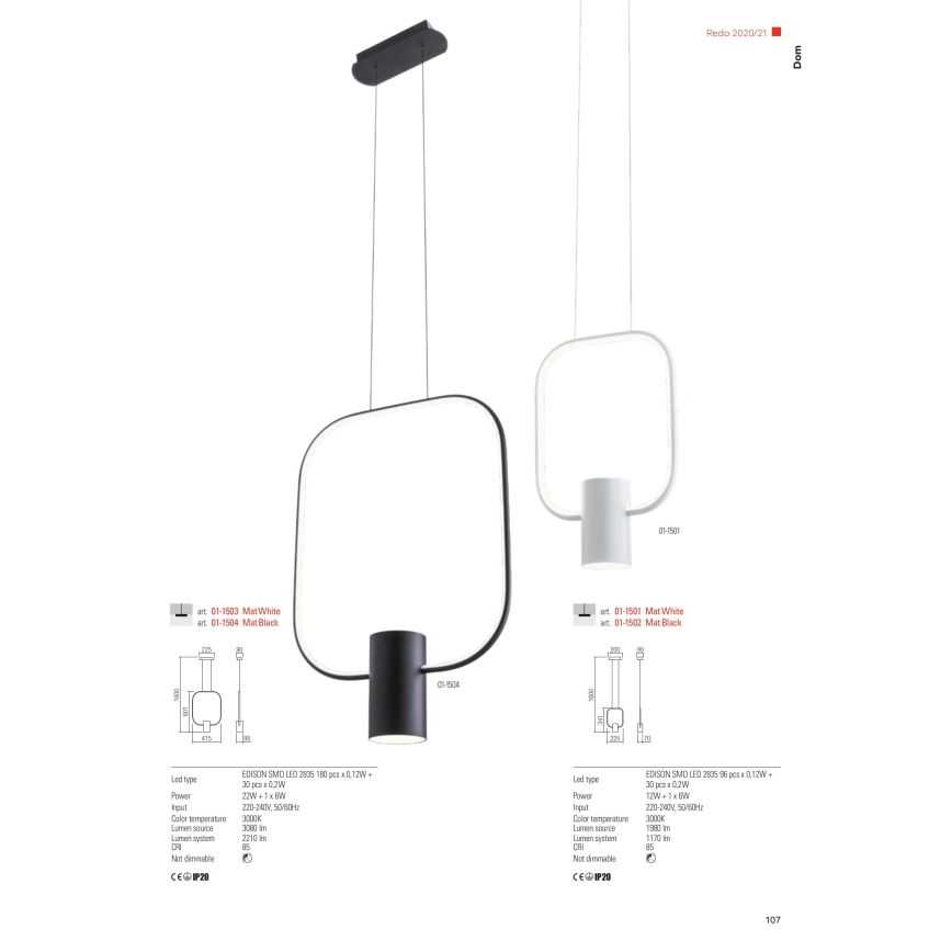 Redo 01-1226 - Dæmpbar LED-bordlampe DOM LED/21W/230V hvid