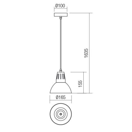 Redo 01-1279 - Pendel på ledning PEEP 1xE27/42W/230V Ø 16,5 cm sort