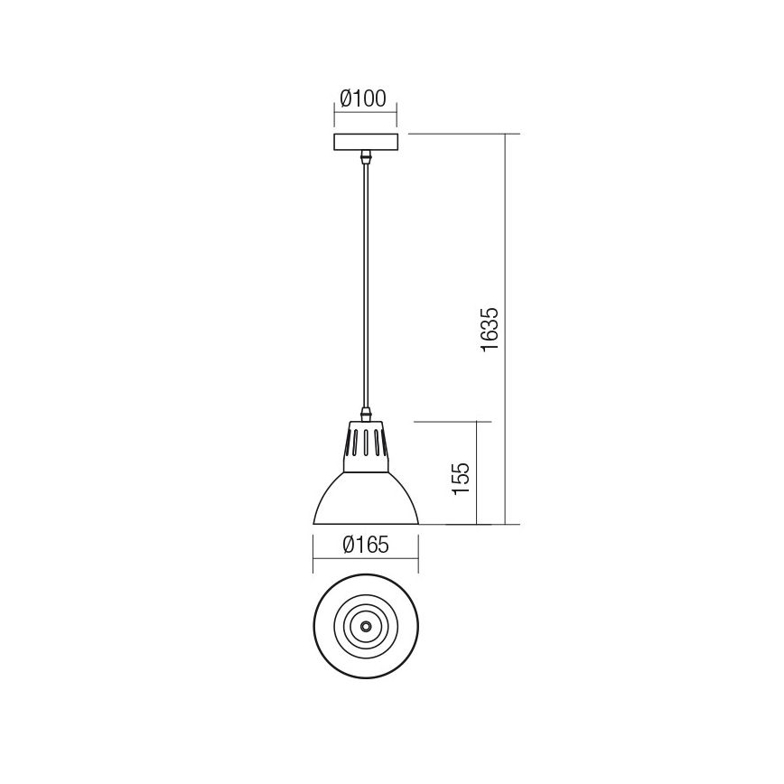 Redo 01-1279 - Pendel på ledning PEEP 1xE27/42W/230V Ø 16,5 cm sort