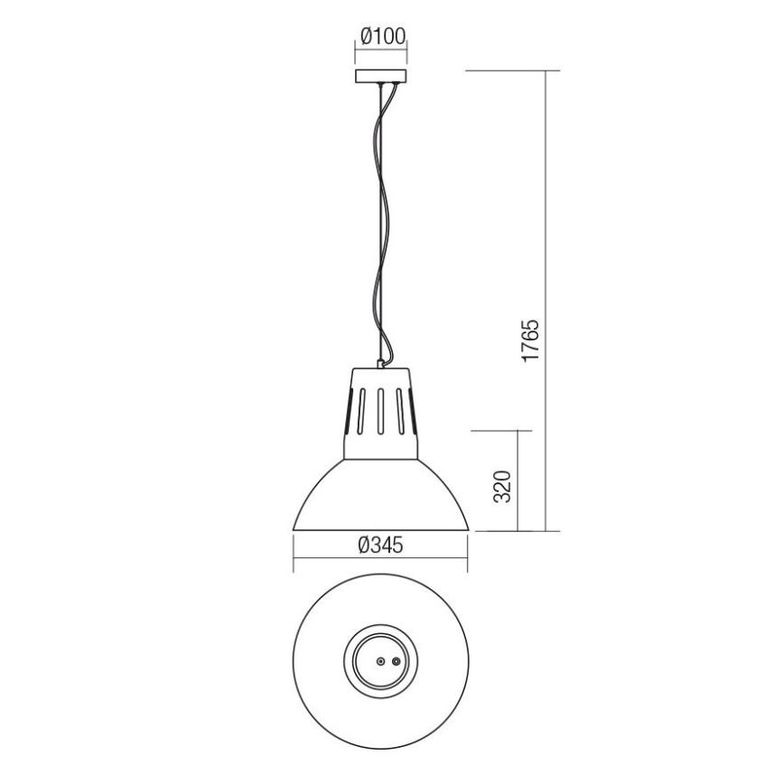 Redo 01-1281 - Pendel på kabel PEEP 1xE27/42W/230V Ø 34,5 cm sort