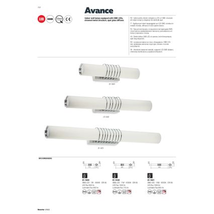 Redo 01-1431 - LED væglampe AVANCE LED/14W/230V 63 cm hvid