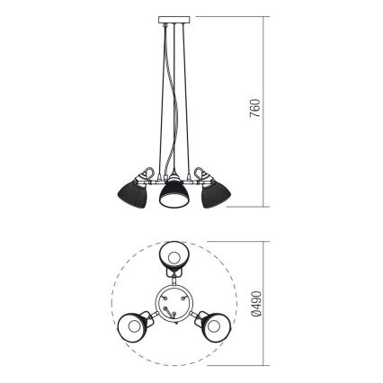 Redo 01-1450 - Pendel RIDGE 3xE27/60W/230V