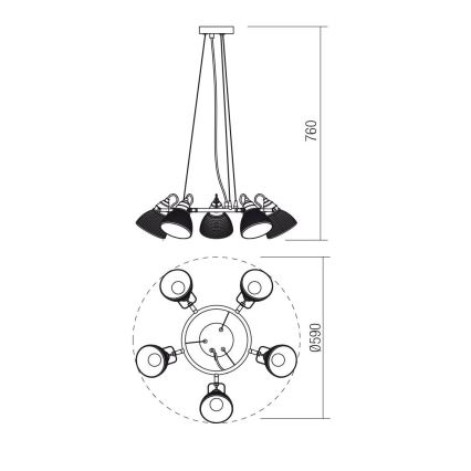 Redo 01-1451 - Pendel RIDGE 5xE27/60W/230V