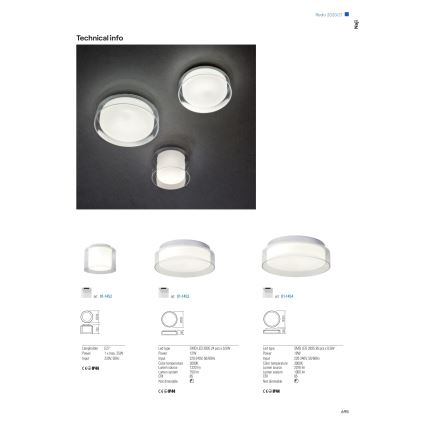 Redo 01-1453 - LED loftlampe til badeværelse NAJI LED/12W/230V diameter 30 cm IP44