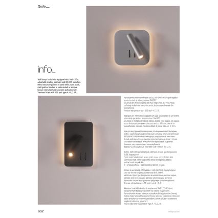 Redo 01-1491 - LED væglampe QUDA LED/6W/230V + LED/3W CRI 90, hvid