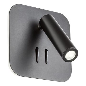 Redo 01-1492 - LED væglampe QUDA LED/6W/230V + LED/3W CRI 90 sort