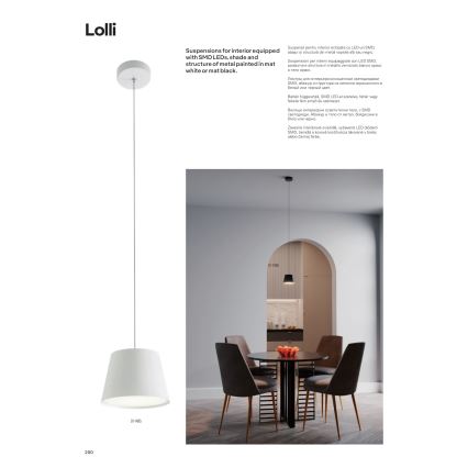 Redo 01-1495 - LED-pendel på wire LOLLI LED/6W/230V Ø 14 cm hvid