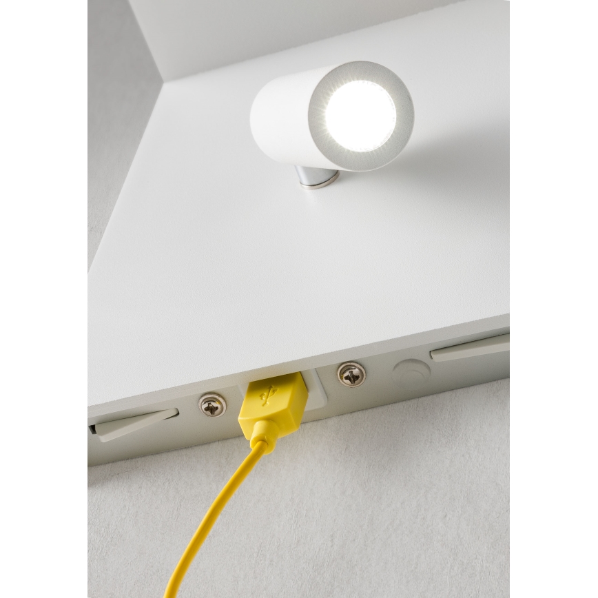 Redo 01-1499 - LED vægspot AGOS LED/6W/230V + LED/3,2W USB hvid