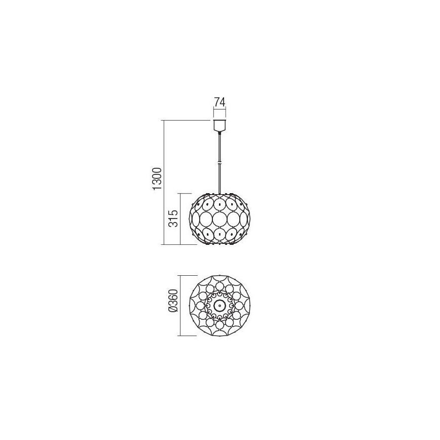 Redo 01-1508 - Pendel ODEON 1xE27/42W/230V diameter 36 cm guldfarvet