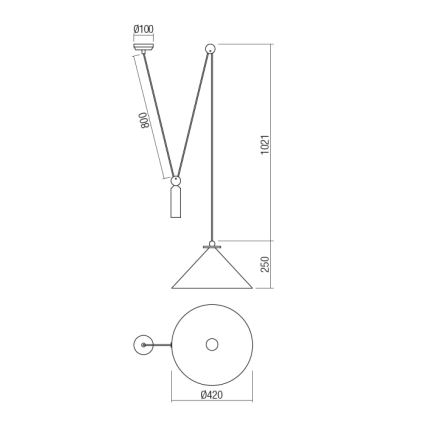 Redo 01-1546 - Pendel KALIMBA 1xE27/42W/230V diameter 42 cm edderkop sort