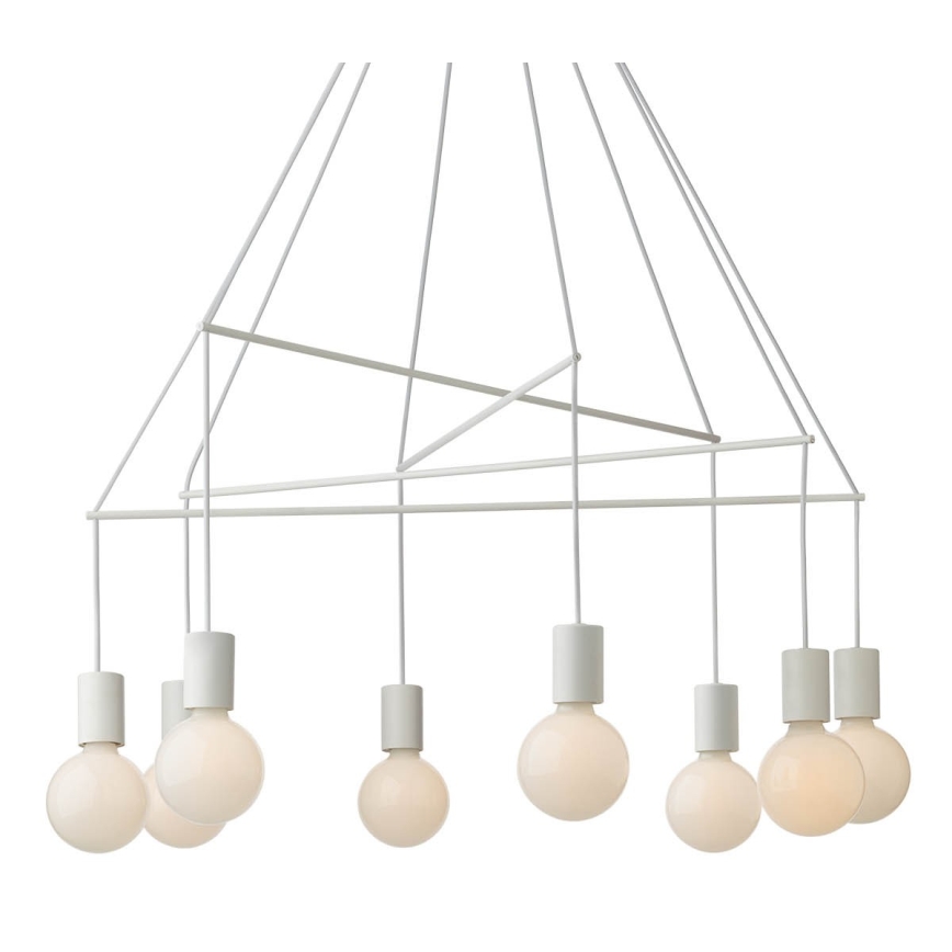 Redo 01-1564 - Lysekrone på wire MIKADO 8xE27/42W/230V Ø 82 cm hvid