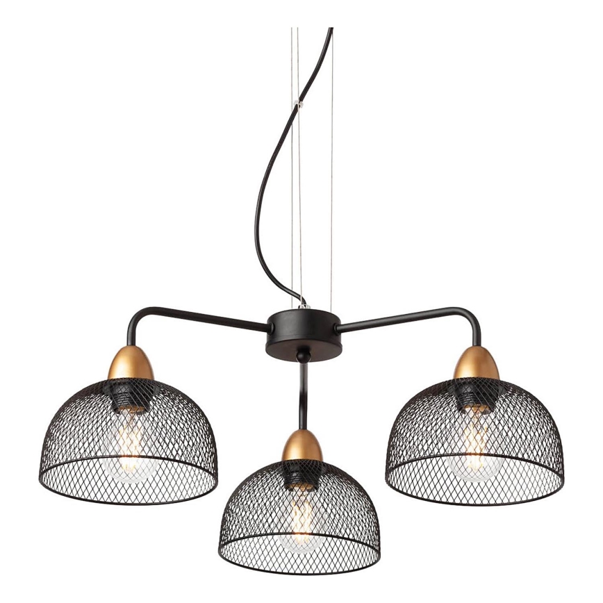 Redo 01-1573 - Pendel med wireophæng TAMIS 3xE27/42W/230V Ø 59 cm sort