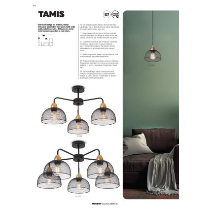 Redo 01-1573 - Pendel med wireophæng TAMIS 3xE27/42W/230V Ø 59 cm sort