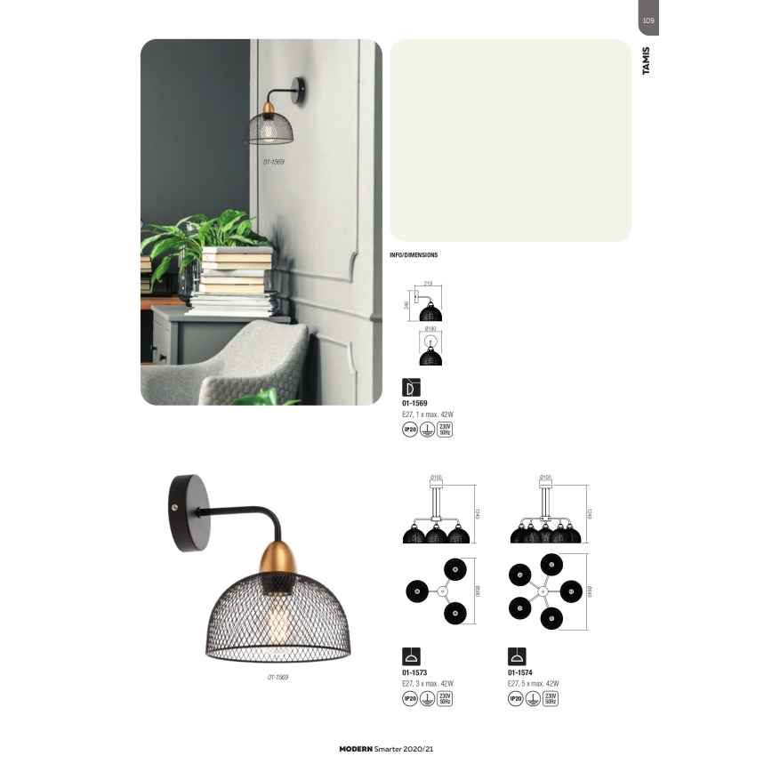Redo 01-1573 - Pendel med wireophæng TAMIS 3xE27/42W/230V Ø 59 cm sort