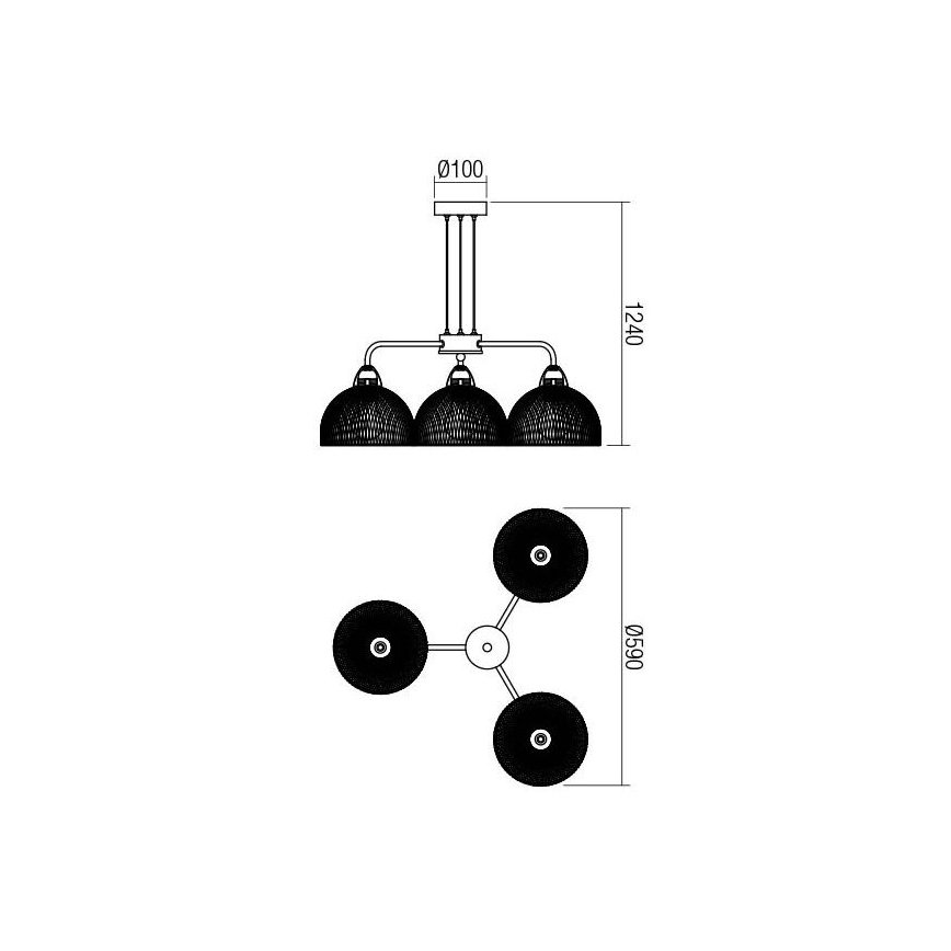 Redo 01-1573 - Pendel med wireophæng TAMIS 3xE27/42W/230V Ø 59 cm sort