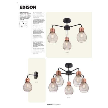 Redo 01-1575 - Væglampe EDISON 1xE27/42W/230V