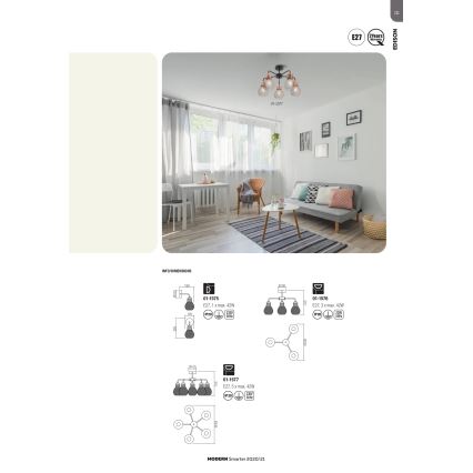 Redo 01-1577 - Loftlampe på stang EDISON 5xE27/42W/230V Ø 53 cm sort/kobber